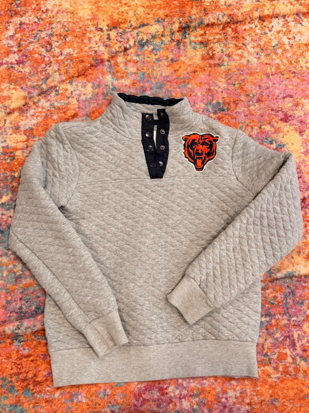 Chicago Bears NFL Team Apparel Quilted Snap Neck Quarter Pullover Sweatshirt